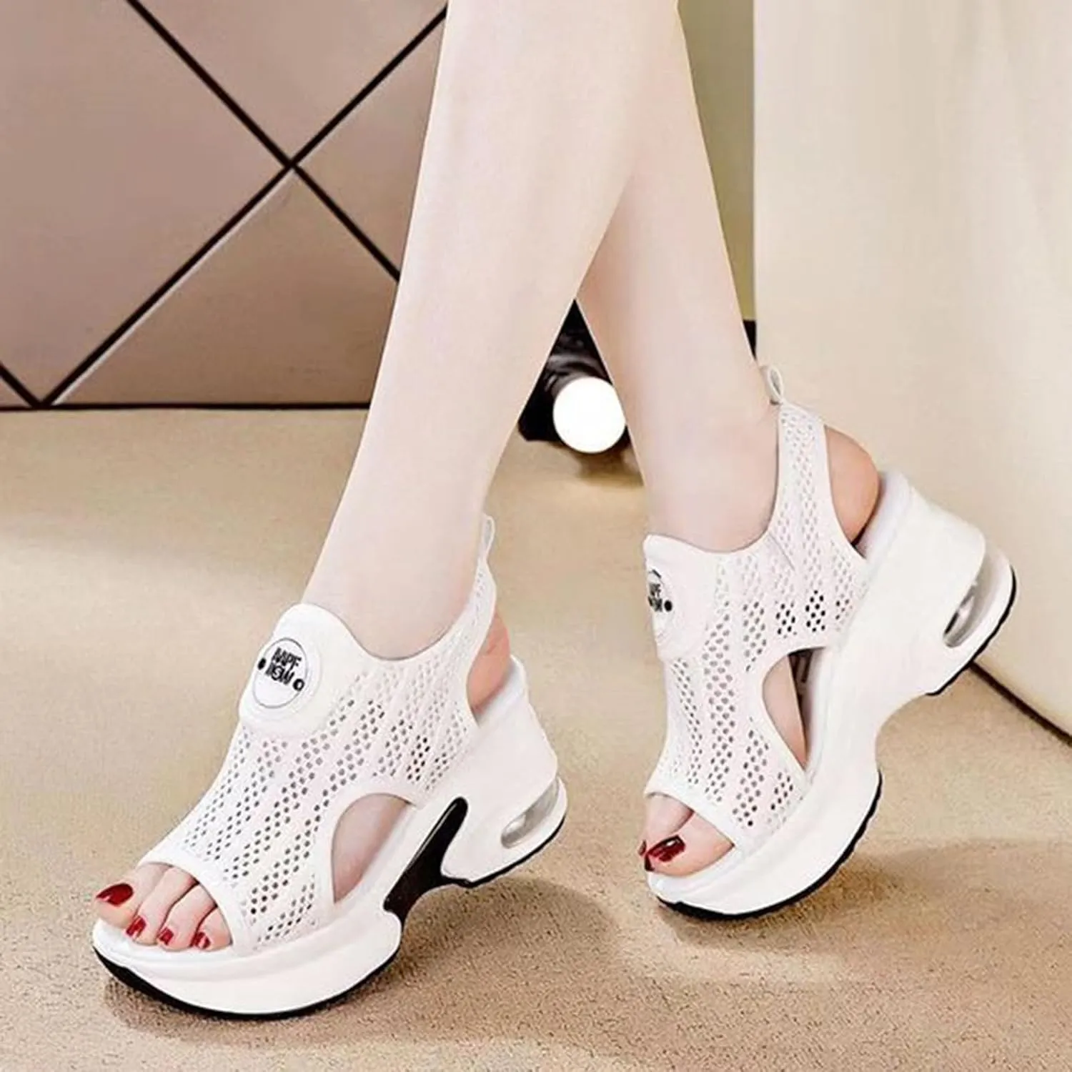 Women's Platform & Wedge Sandals Open Toe Mesh Strappy Slingback Outdoor Sport Walking Wedge Sandals Summer Dress Shoes Slip on Comfortable Beach Sandals