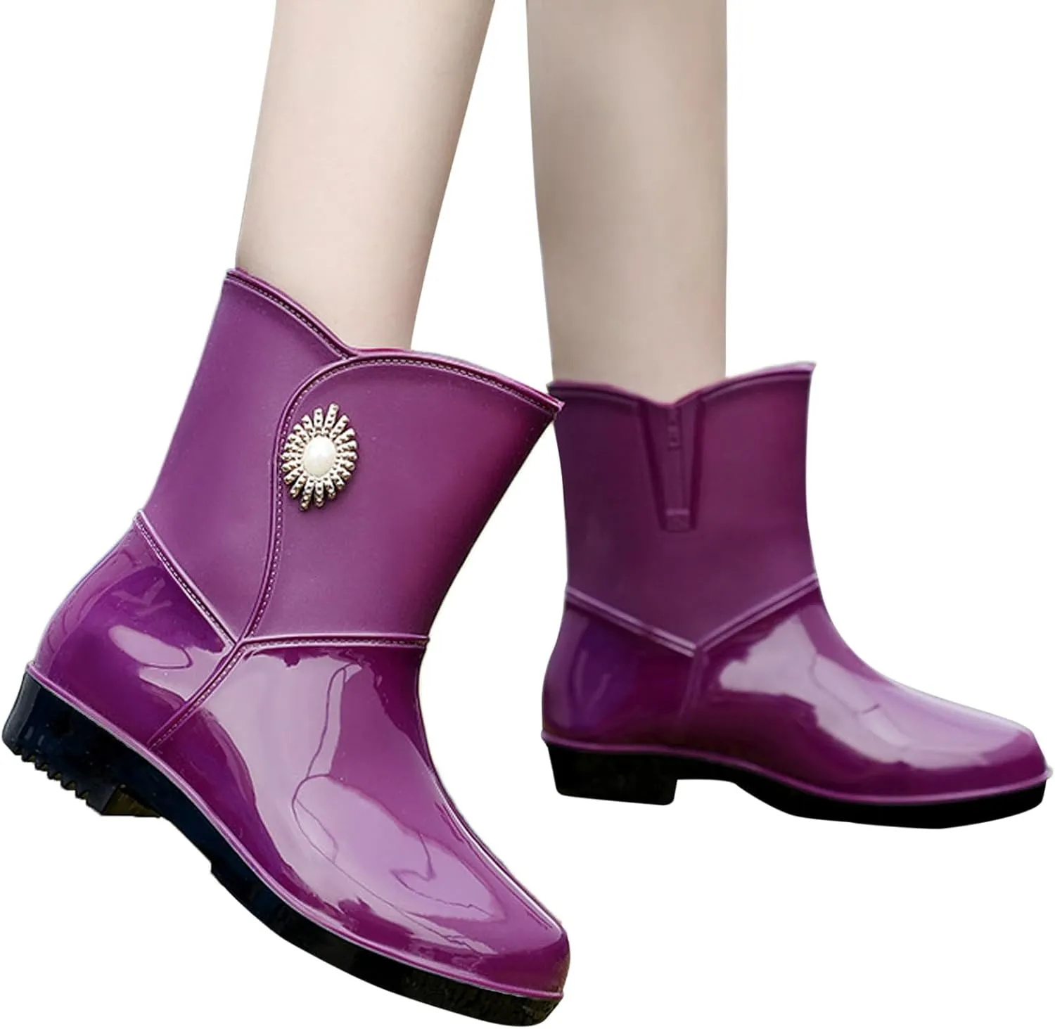 Womens Rain Boots Womens Rubber Boots Slip-Resistant Outdoor for Boating Fishing Gardening Farming Rain Shoes