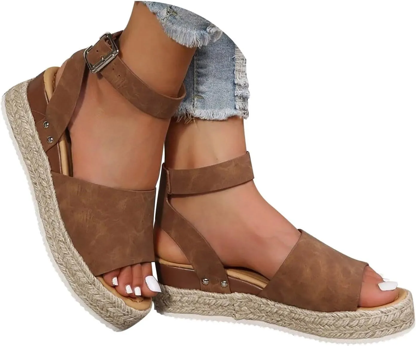Womens Sandals Comfortable Cushion Open Toe Ankle Strap Wedge Shoes Platform Sandals for Women