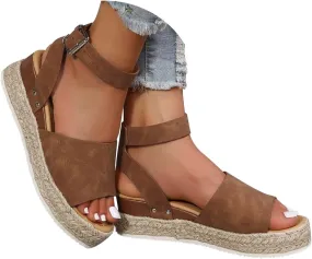Womens Sandals Comfortable Cushion Open Toe Ankle Strap Wedge Shoes Platform Sandals for Women