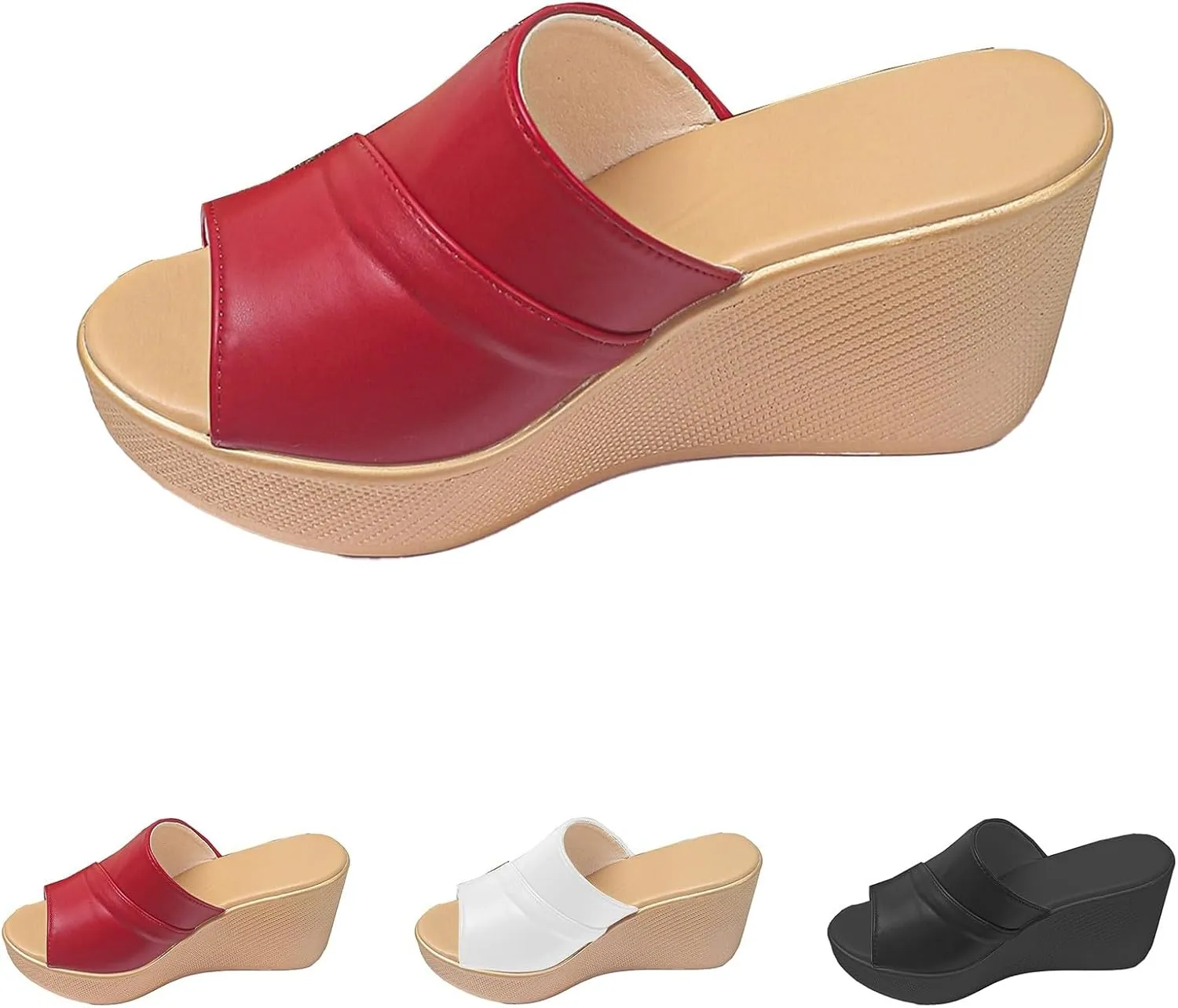 Women's Summer Wedge Slippers Open Toe Casual Sandals Comfortable Beach Walking Shoes Lightweight Platform Design for Travel and Daily Wear