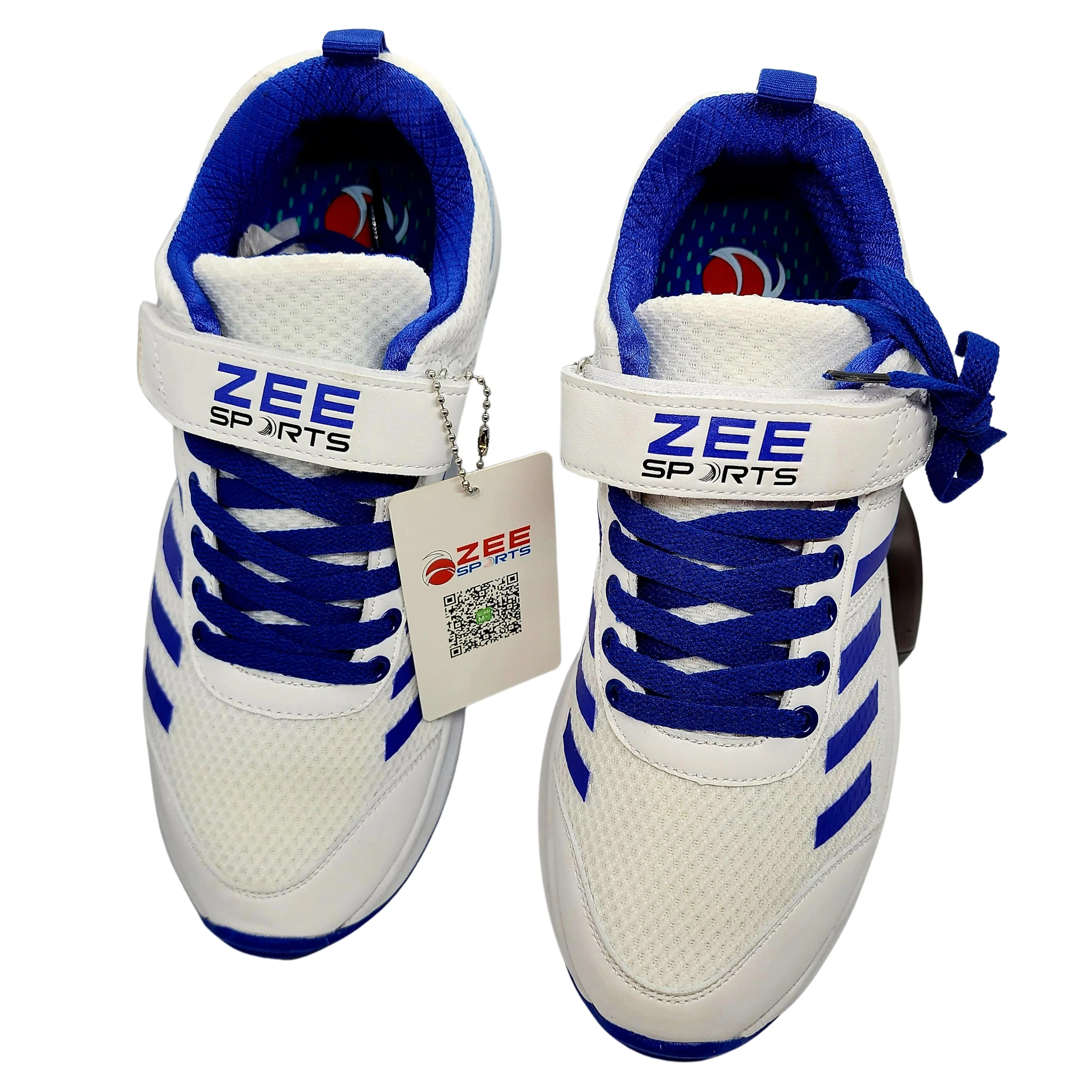 Zee Sports Cricket Shoe Allrounder Rubber Spikes With Additional Gel Non Slip Insoles - Blue