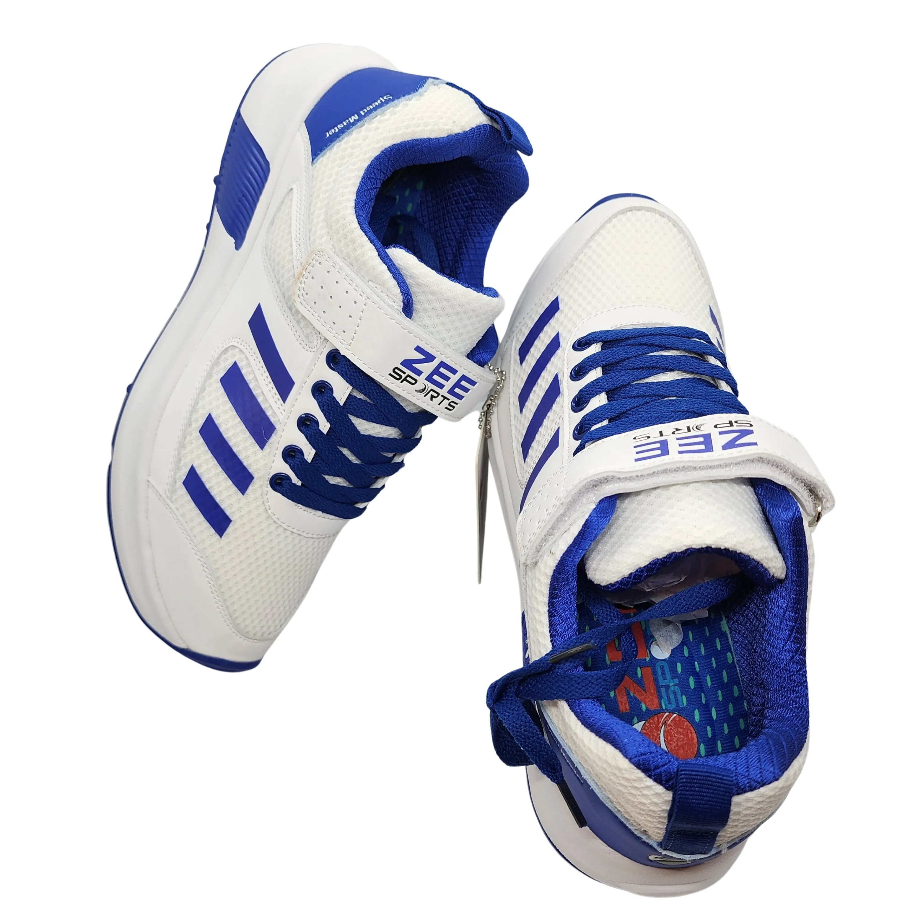 Zee Sports Cricket Shoe Allrounder Rubber Spikes With Additional Gel Non Slip Insoles - Blue